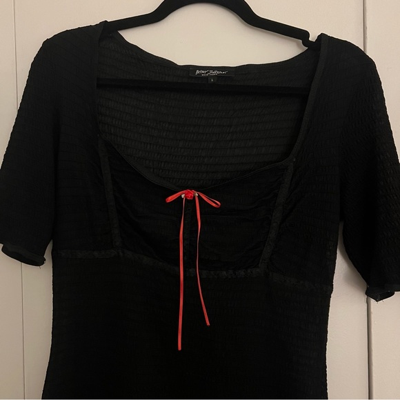 TWO Betsey Johnson Sheer Midi Red & Black Dresses with Rosettes - Picture 3 of 5